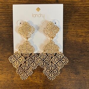 3/$18 Landry Gold Statement Earrings Lot 392